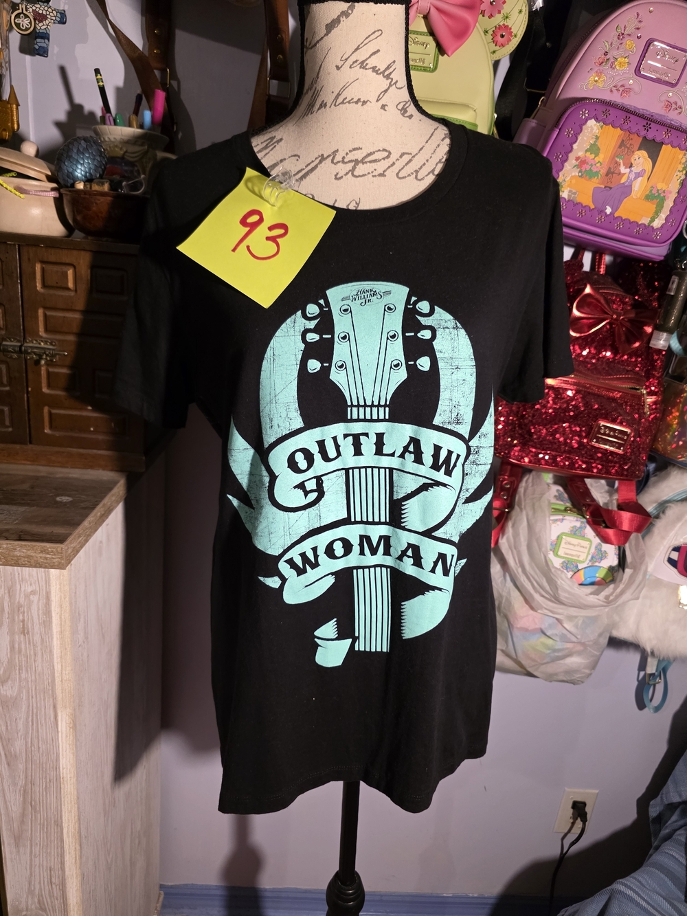 Next Level Apparel Black Tee with Mint Guitar Graphic